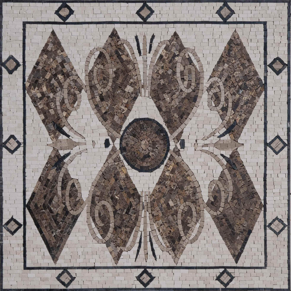 Checkered Diamond Marble Mosaic Tile | Geometric Design – Mozaico