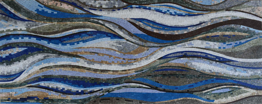 Olas de colores en tonos de azul - Arte mosaico