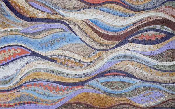Geometric River Pattern - Home Renovations Ideas Mosaic Art Luxury Handcrafted Natural Stone - Mesh Backing