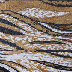 Golden Wave Stripes - Marble Sun Mosaic Sand Wall Art - Mesh Backing