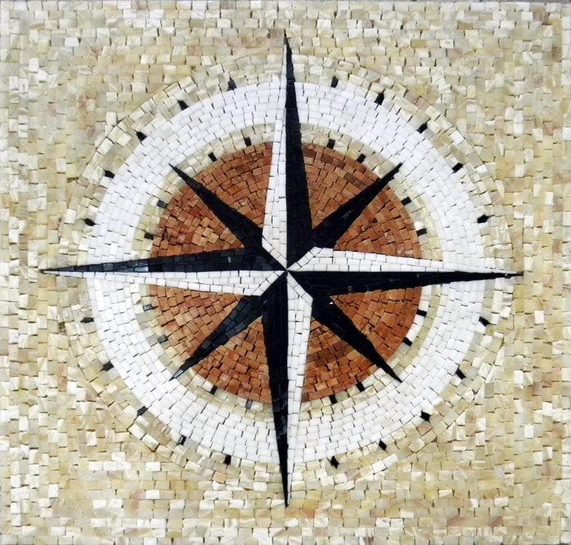 Hiron - Oeuvre de mosaïque boussole | Mozaïco