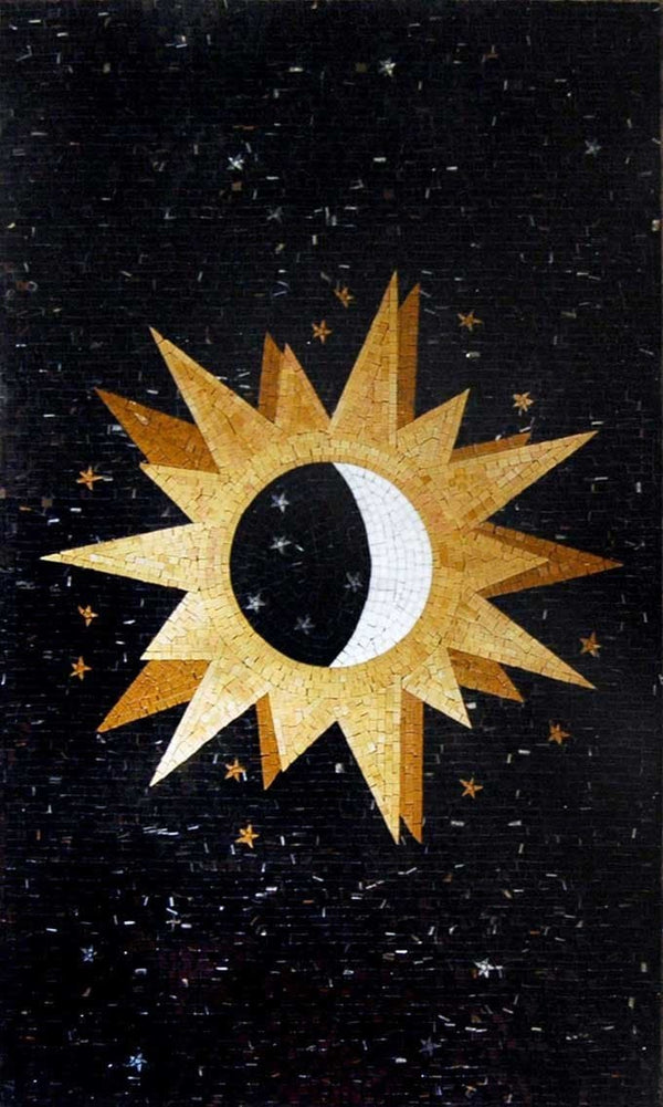 Sun And Moon - Kitchen Mosaic Backsplash Rectangular Accent - Mesh Backing