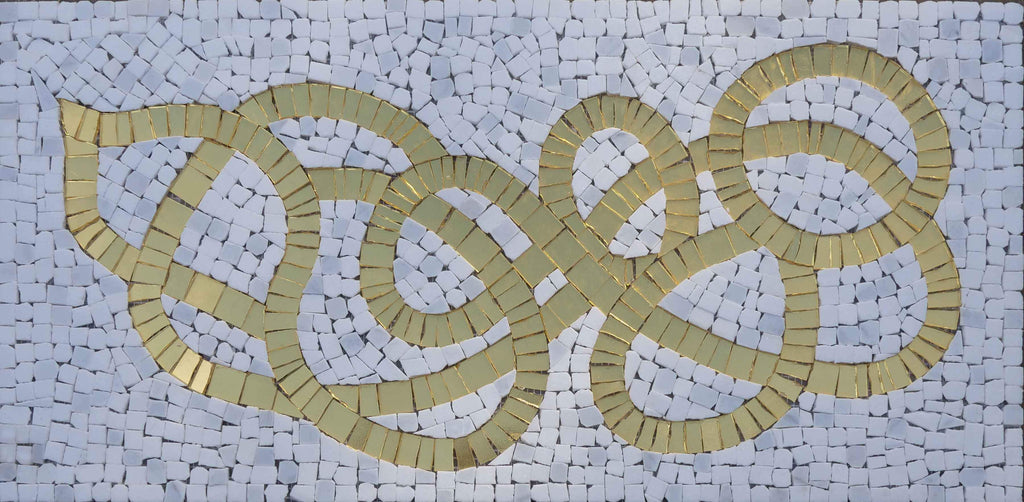 O Caminho Dourado - Padrão Mosaico Abstrato