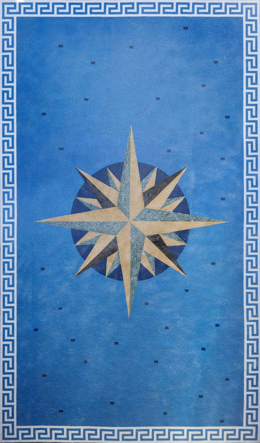 Roman Mosaic Artwork- Compass Rose