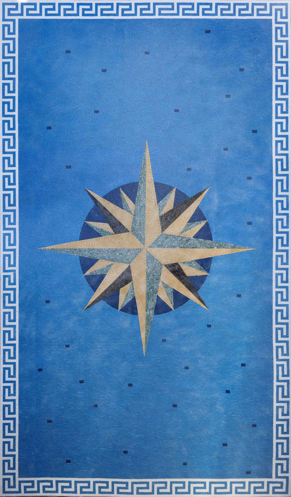 Roman Mosaic Artwork- Compass Rose