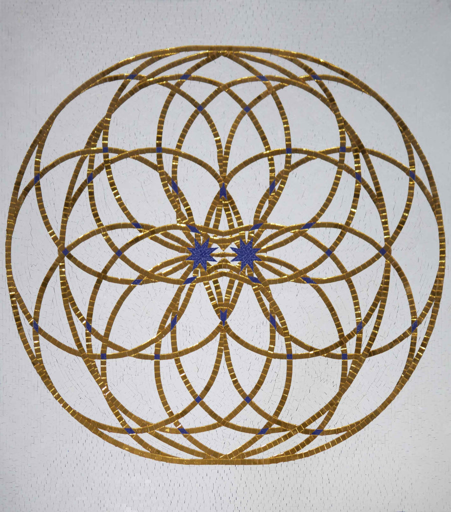 La flor dorada de la vida - Obra de mosaico