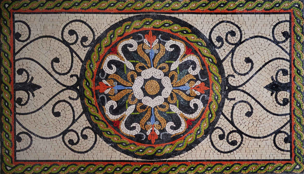 Design de mosaico personalizado com padrões iridescentes