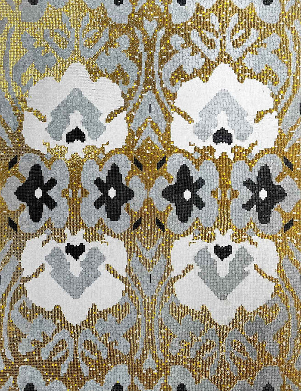 Floral Pattern - Glass Mosaic Flowers Backsplash - Mesh Backing