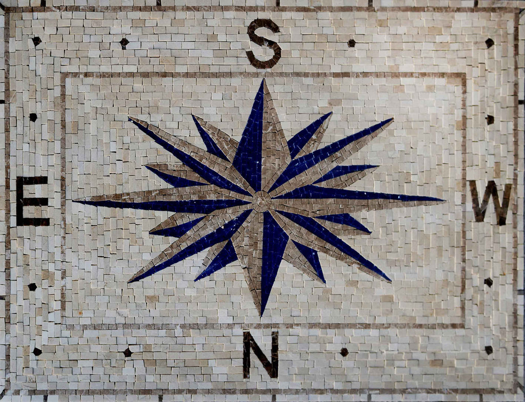 Rectangular Compass - Handmade Mosaic | Compass | Mozaico