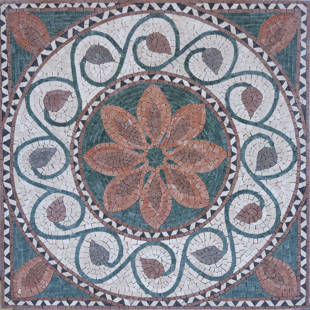 Mosaico Geométrico - Medallón Centro Floral