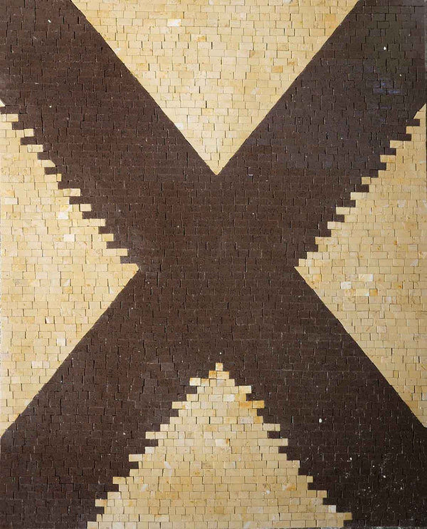 Geometric Chevron Pattern Artwork - Marble Custom Mosaic Tile - Mesh Backing