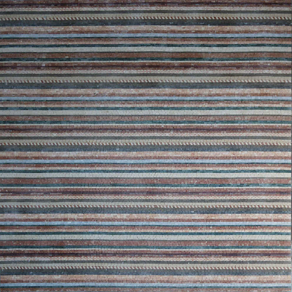 Horizontal Stripe Mosaic Panel - Marble Wall Art - Mesh Backing