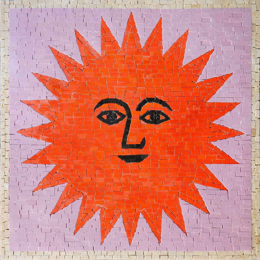 Mosaico Celestial - Sol Vermelho Sorridente