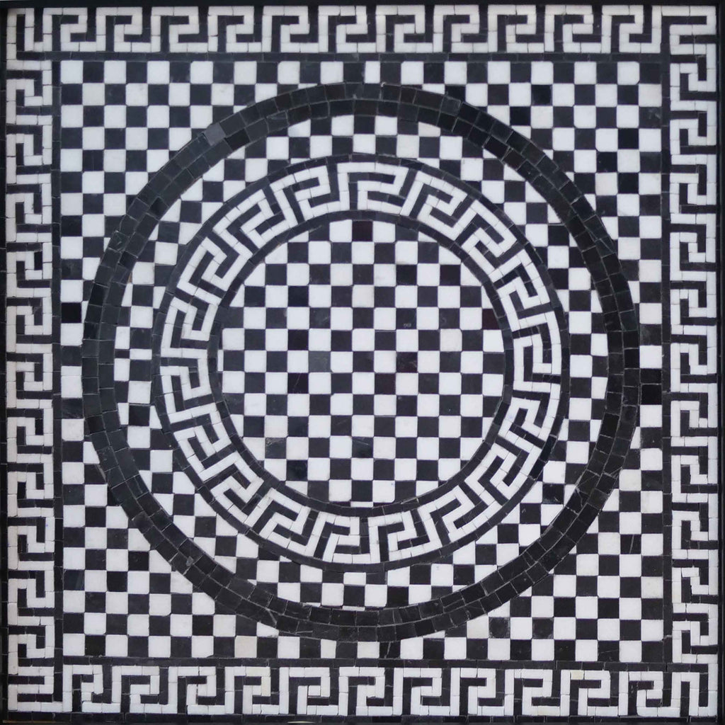 Obra de mosaico - Ilusión en blanco y negro