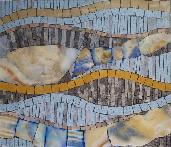 Wavy Stone Geometric - Mosaic Decoration String Patterns - Mesh Backing