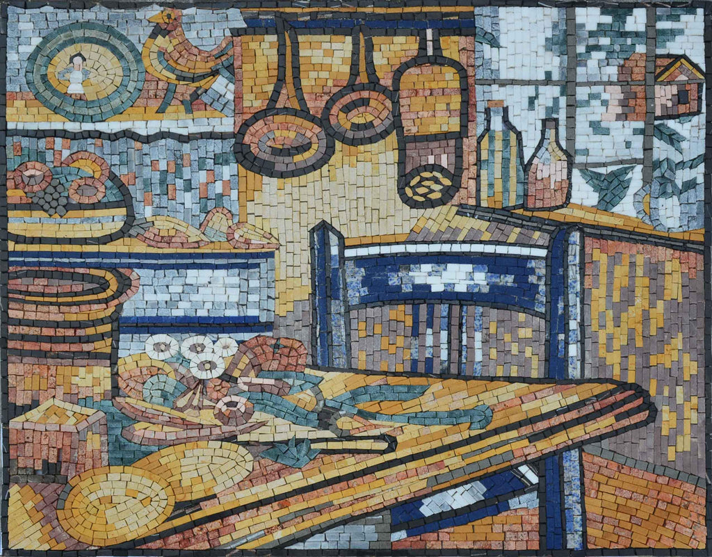 Cocina parisina - Placa para salpicaduras de mosaico | Alimentos y Bebidas | Mozaico