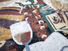 Arte em mosaico de alimentos - pão e vinho