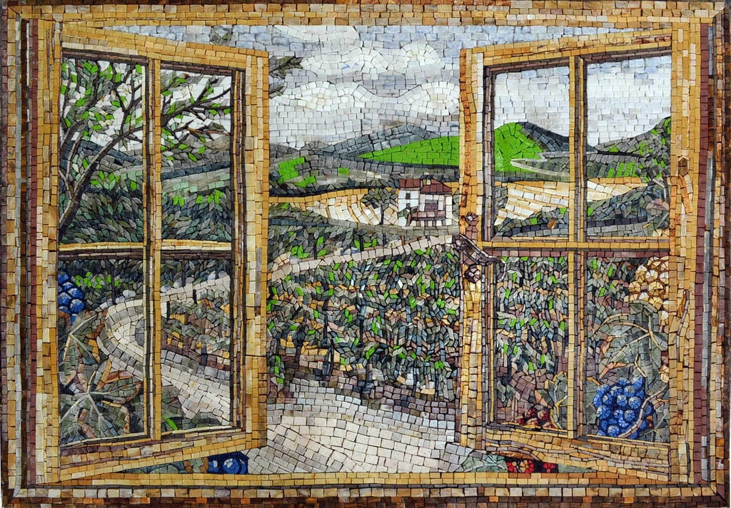 Cenário em mosaico - Vista da janela