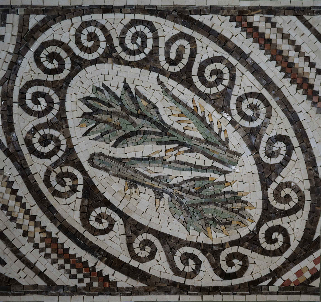 Arte em mosaico floral de vegetação sutil
