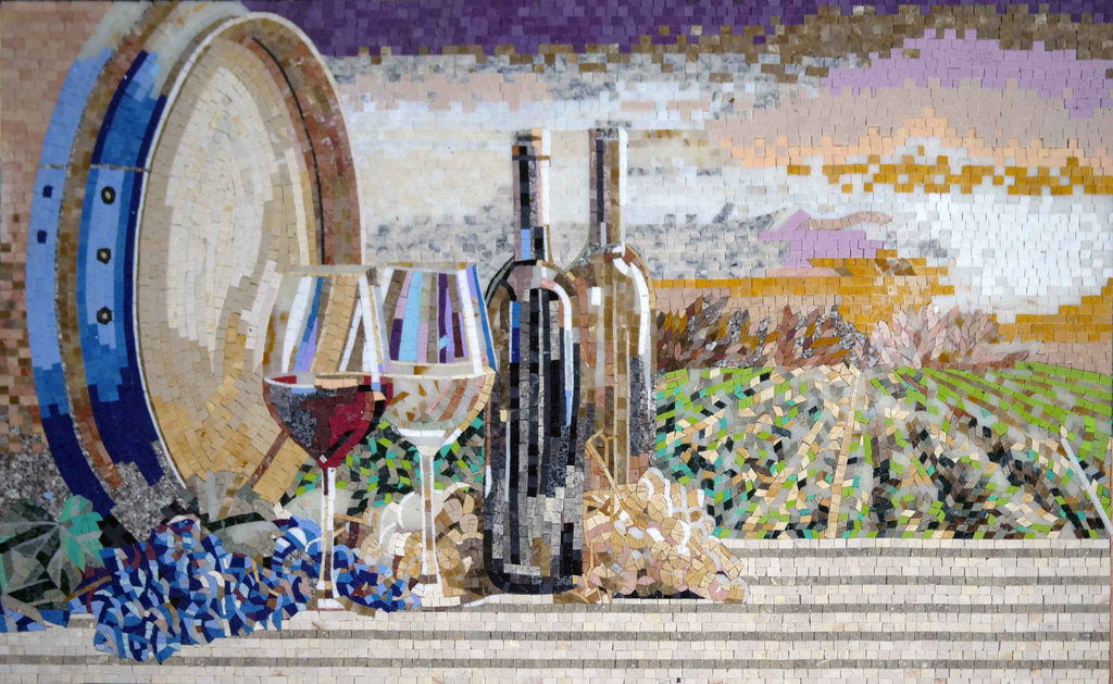 Mosaico de Campo de Vinho - Arte em Mosaico de Vinho
