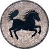 Arte em mosaico de medalhão - cavalo preto