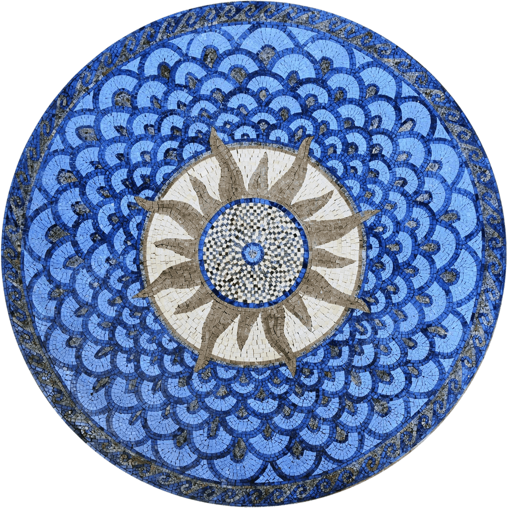 Blue Sola II - Médaillon Soleil Mosaïque