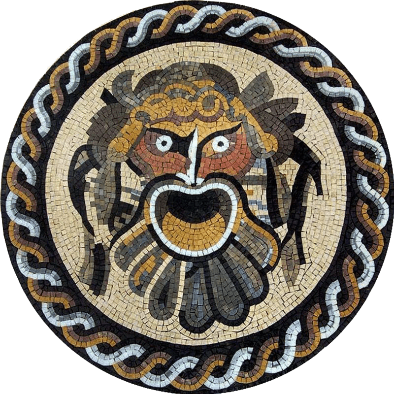 Mayan Illustrative God Mosaic Medallion