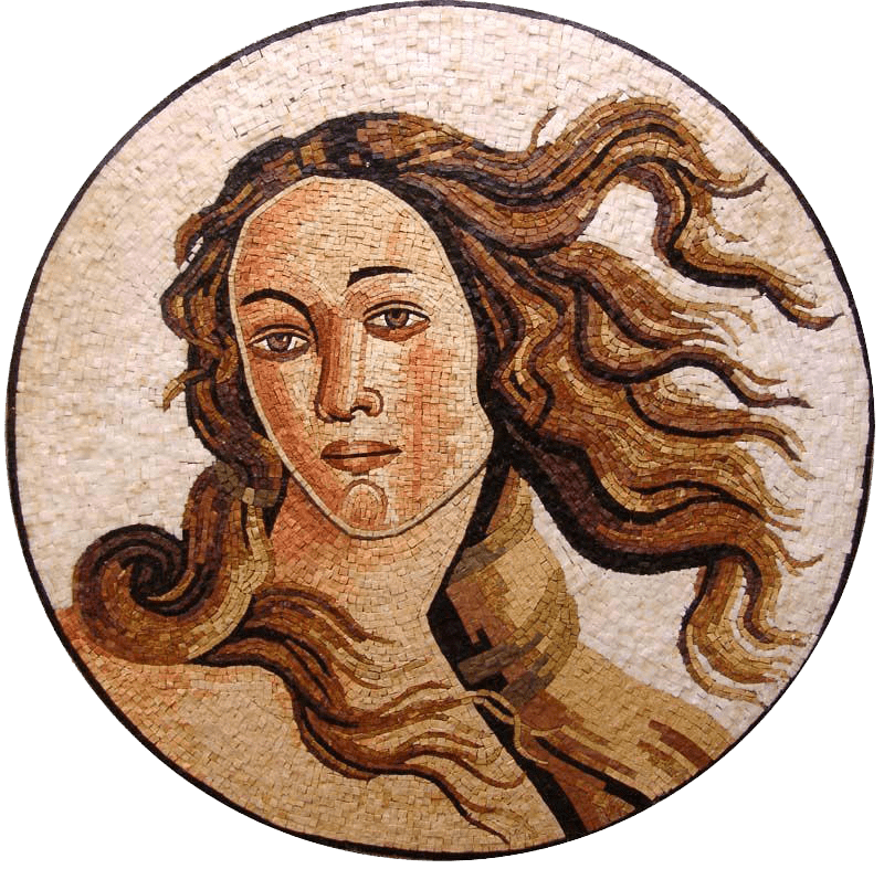 Mosaico do medalhão da deusa do amor e da beleza da face de Vênus