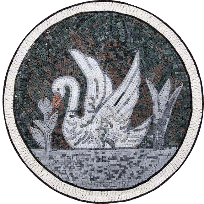 Médaillon Mosaïque Art - Cygne Blanc
