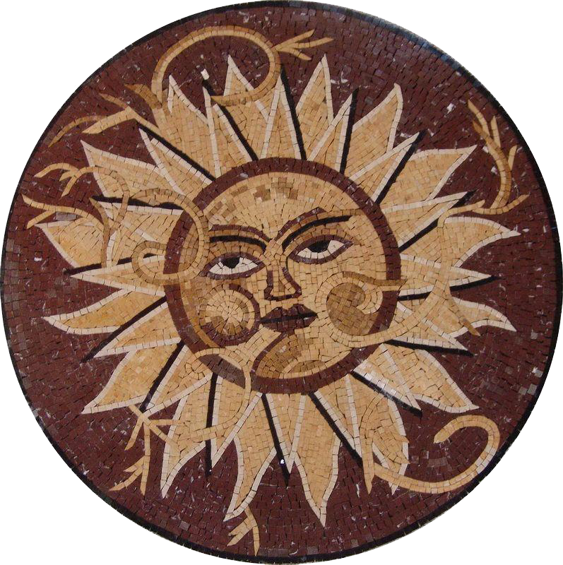 Surya rústico - Medallón de mosaico de sol