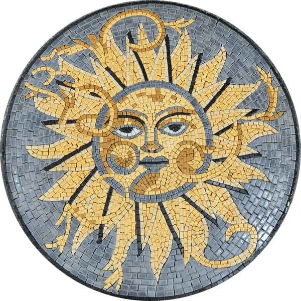 Sky Surya - Sun Mosaic Medallion - Mesh Backing