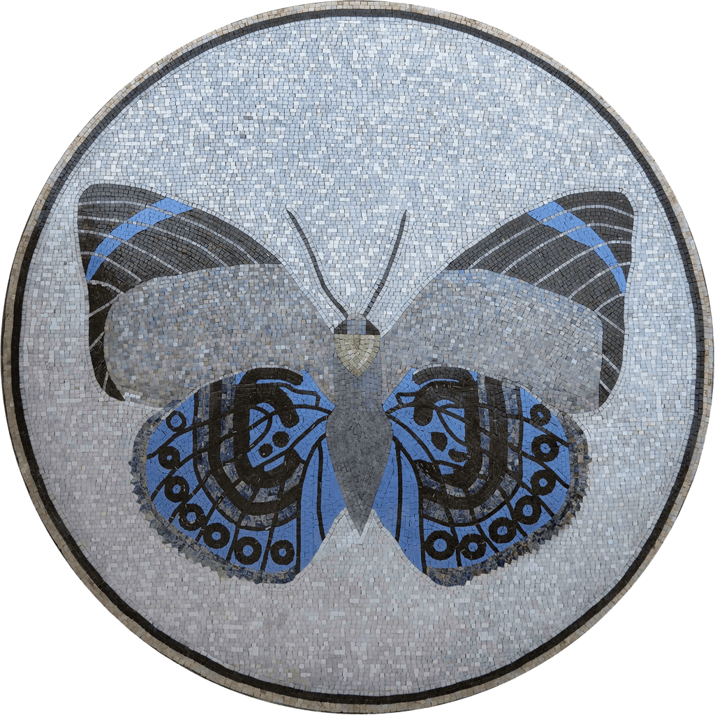 Medaglione in mosaico - La farfalla blu