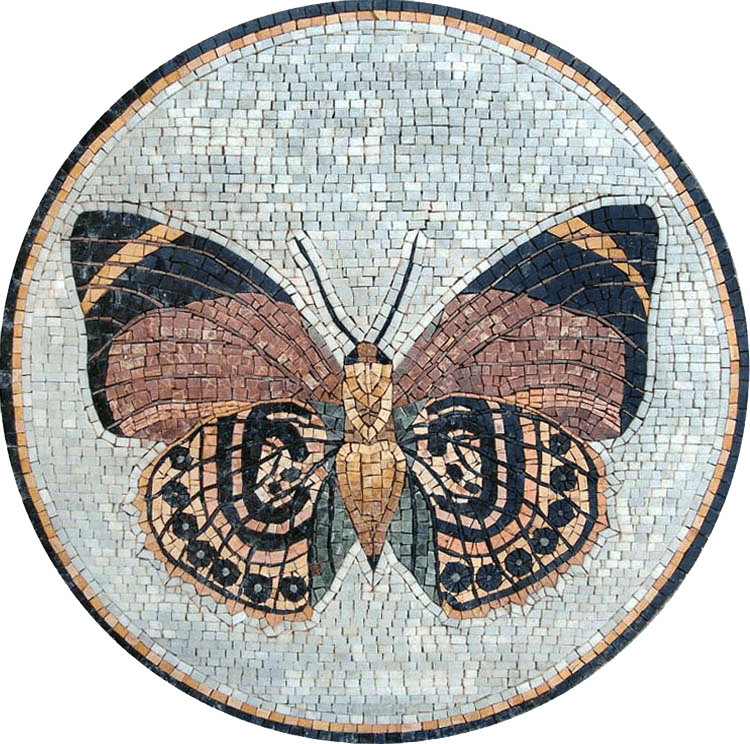 Medaillon-Mosaik-Kunst - Schmetterling