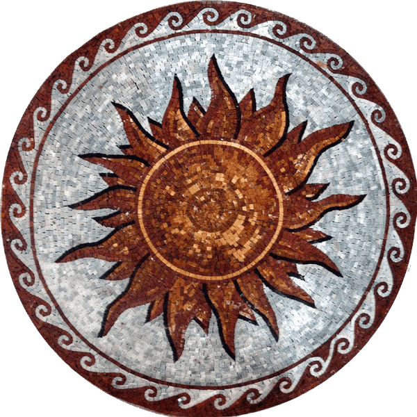 The Rustic Sun Mosaic Medallion - Mesh Backing