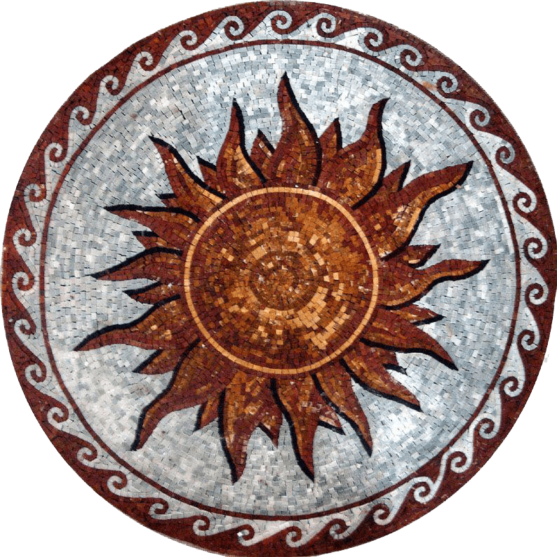 Le médaillon rustique en mosaïque du soleil