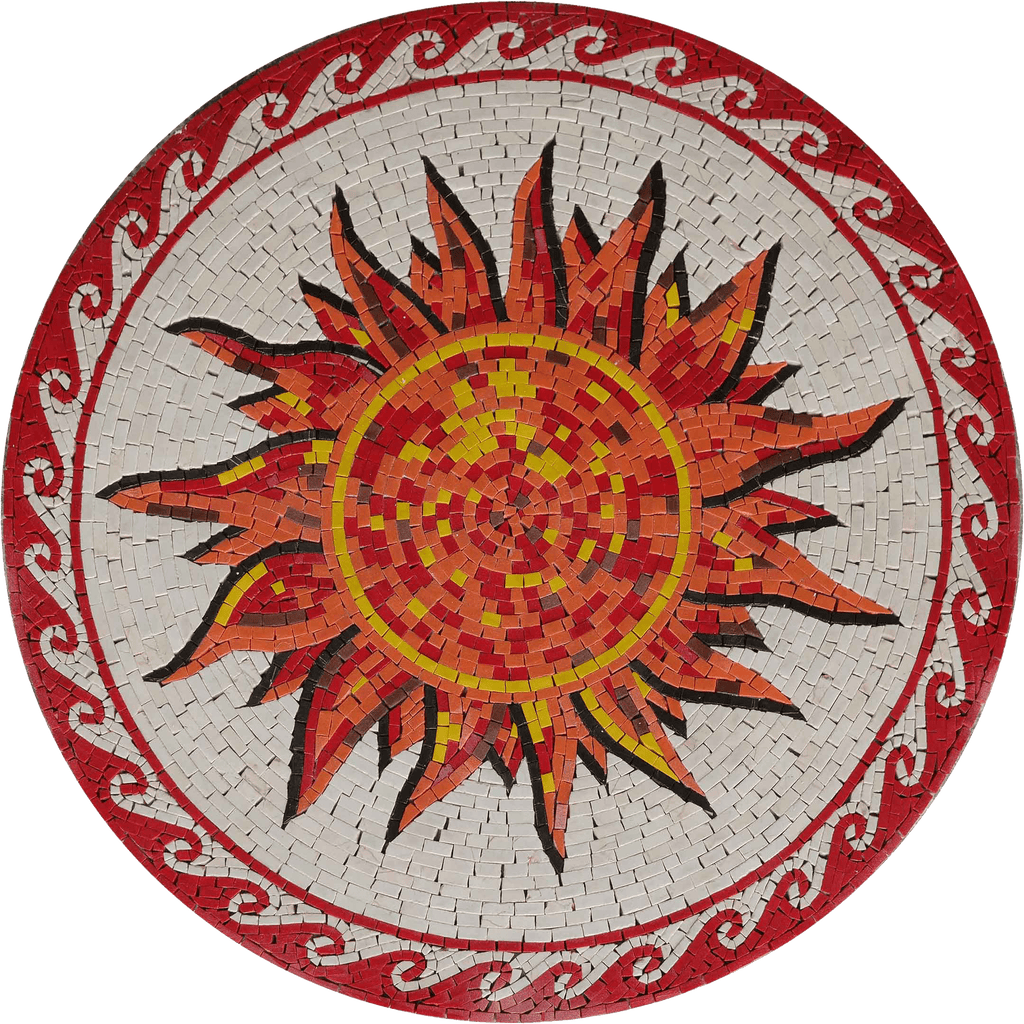Das Mosaikmedaillon der feurigen Sonne