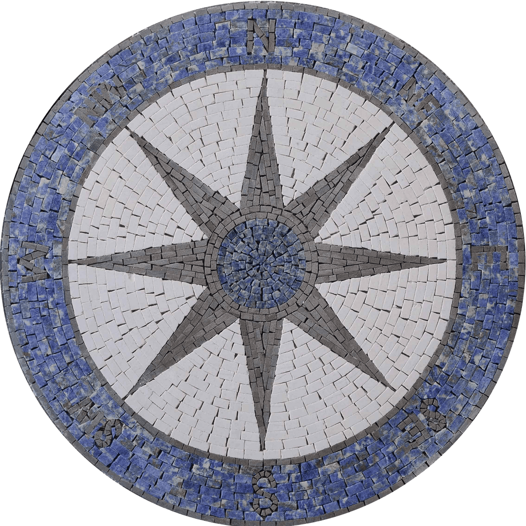Ocean's Pearl - Medallón de mosaico con brújula