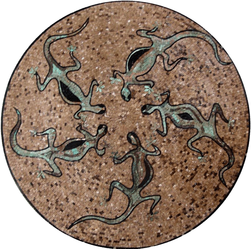 Arte Mosaico - Medallón Lagartijas
