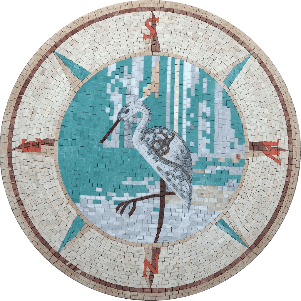 Flamingo Compass - Mosaic Medallion