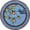 Mosaico Medalhão Arte Azulejo - Beija-flor