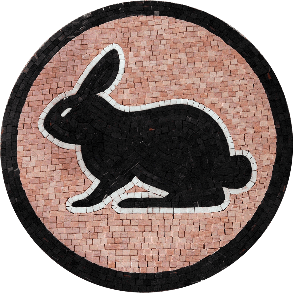 Medallón de mosaico - Obra de arte de conejo