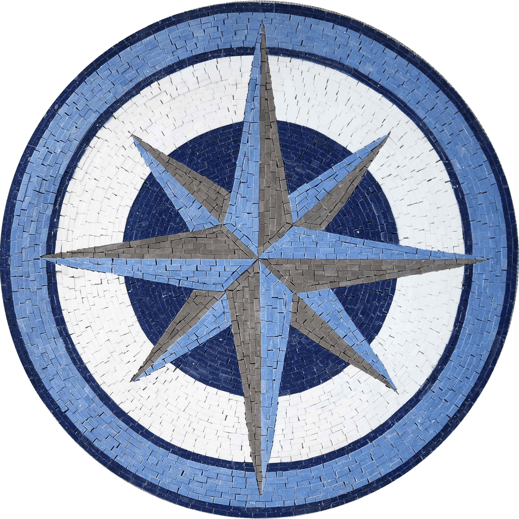 Azul - Medalhão Mosaico Bússola