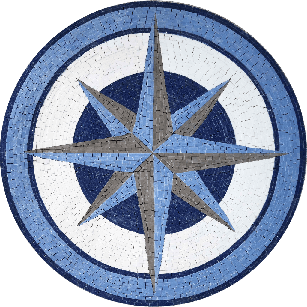 Azul - Medallón Mosaico Brújula