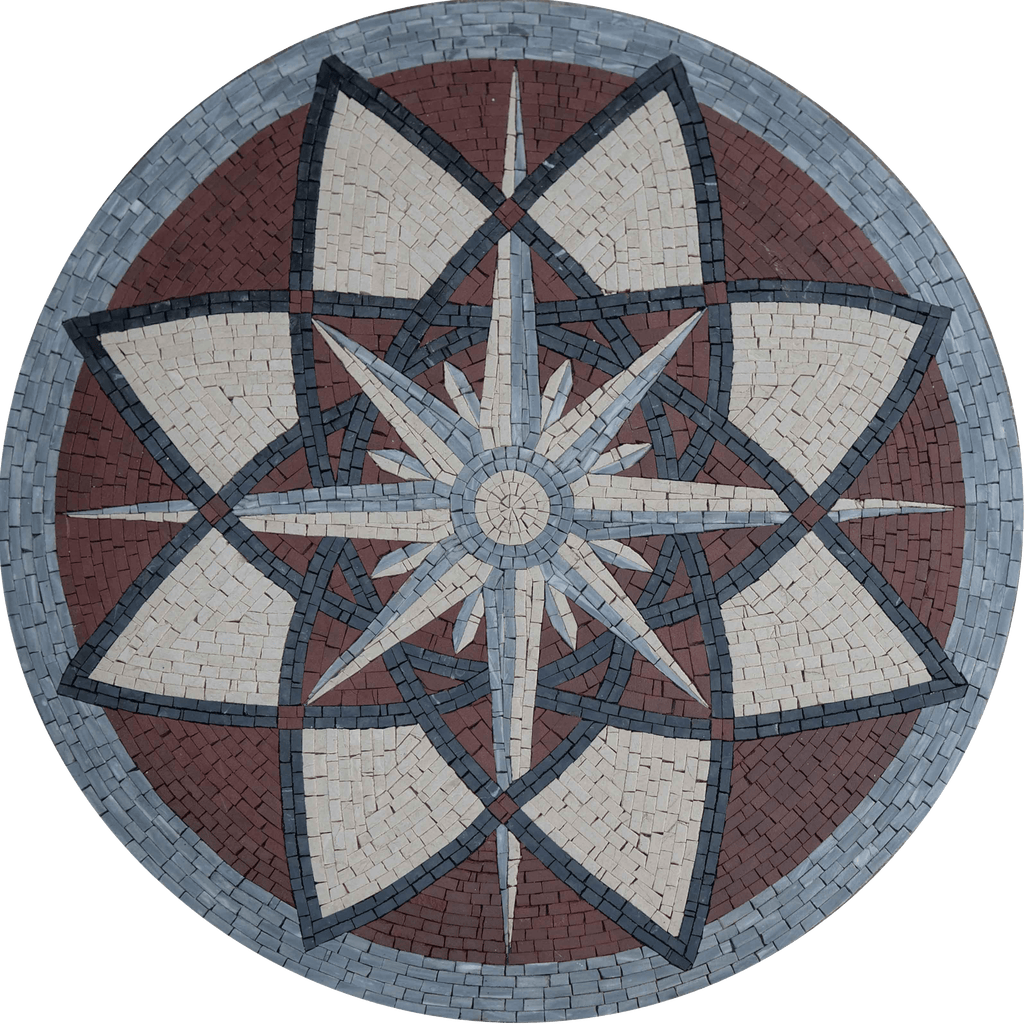 Arte do medalhão do mosaico da flor da bússola