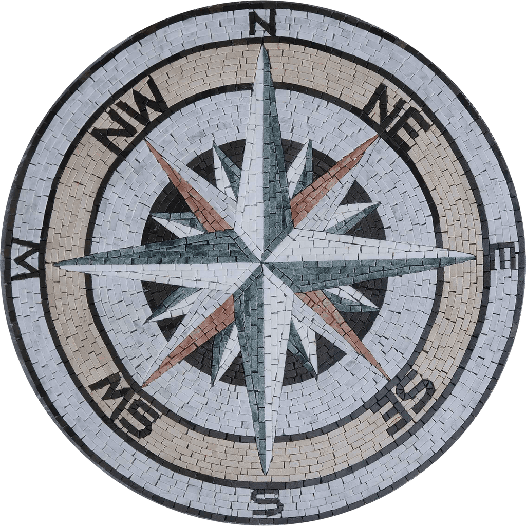 Nautical Compass Mosaic Marble