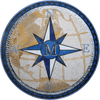 Medalhão de mosaico de bússola de mapa-múndi personalizado