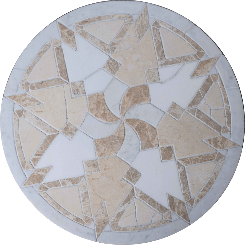 Neutral Stone Art Mosaic Medallion Geometric Mozaico