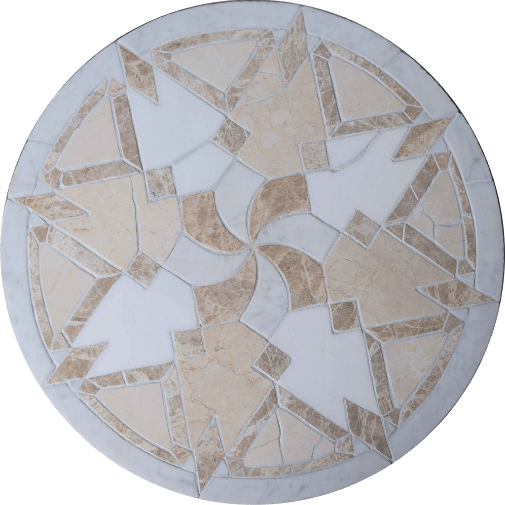 Medaglione in mosaico artistico in pietra neutra