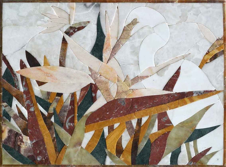 Egret Petal Mosaic Stone Art | Mozaico