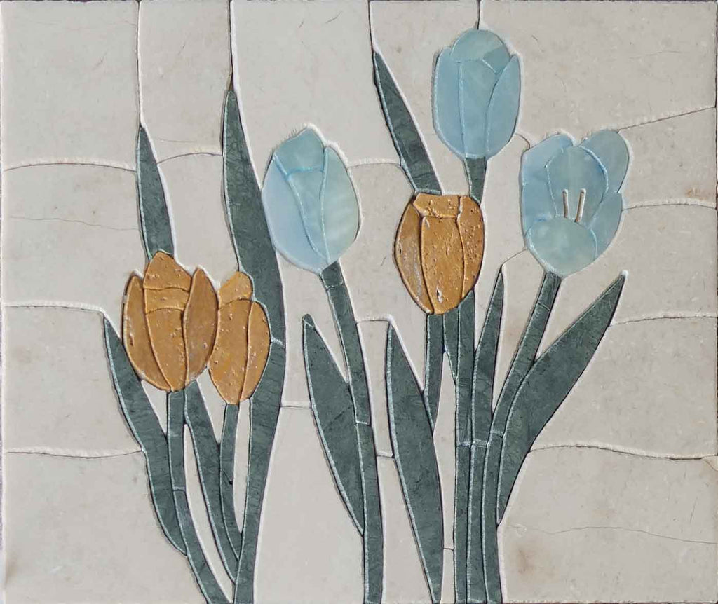 Tulip Bloom II Pétalos florales - Arte de mosaico de piedra | Flores Y Arboles | Mozaico